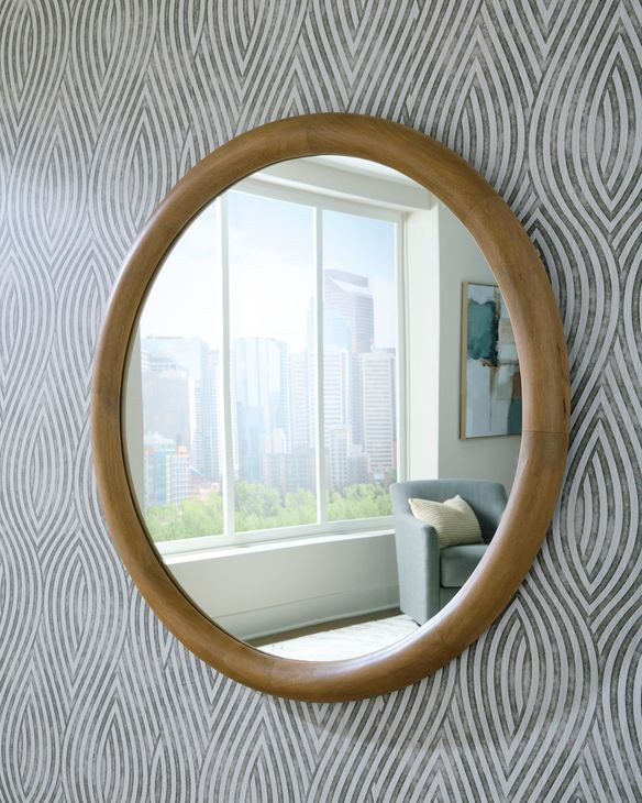 Yadiel Brown Round Accent Wall Mirror