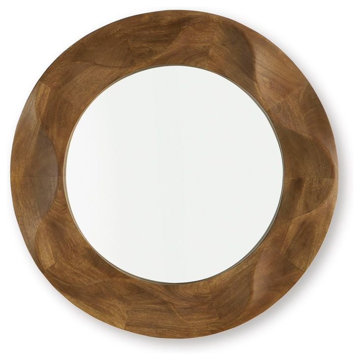 Aajon Brown Round Accent Wall Mirror