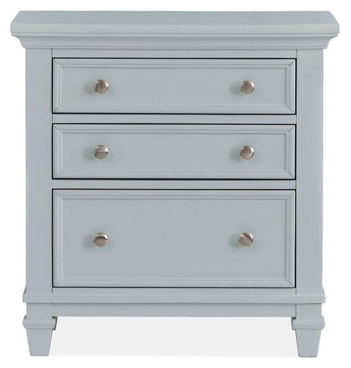 Charleston Harbor Gray 3 Drawer Nightstand with USB Charging