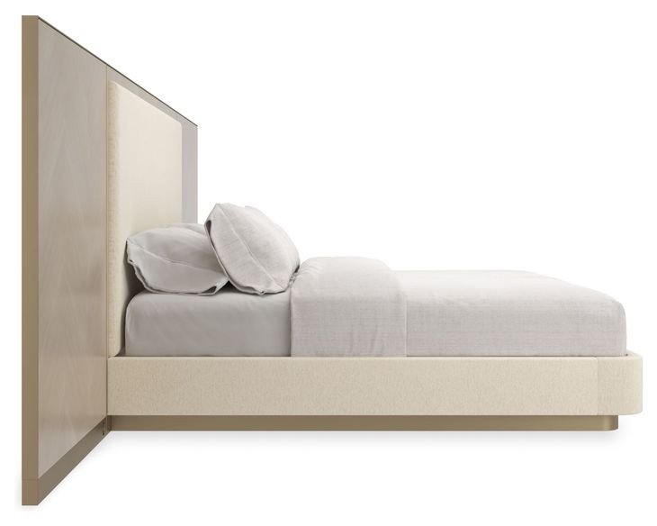 Anthology Beige and Dry Martini King Upholstered Panel Bed with Wings