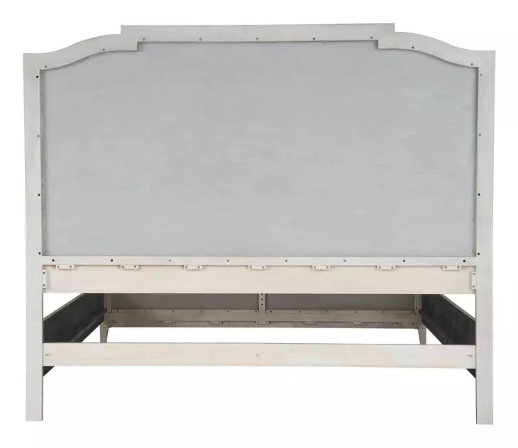 Waverly Beige and Rolling Fog Queen Upholstered Panel Bed