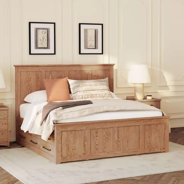 Oak Park Taupe King Captain's Storage Panel Bed