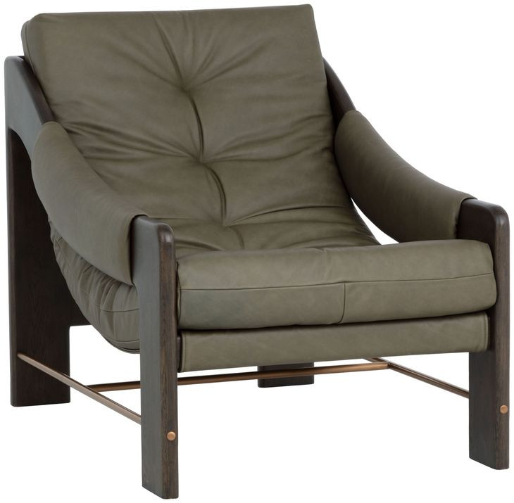 Fitzgerald Ludlow Dark Olive Leather Upholstered Lounge Chair