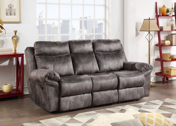 Nashville Gray 88" Manual Reclining Sofa with Drop-Down Console and USB Charging