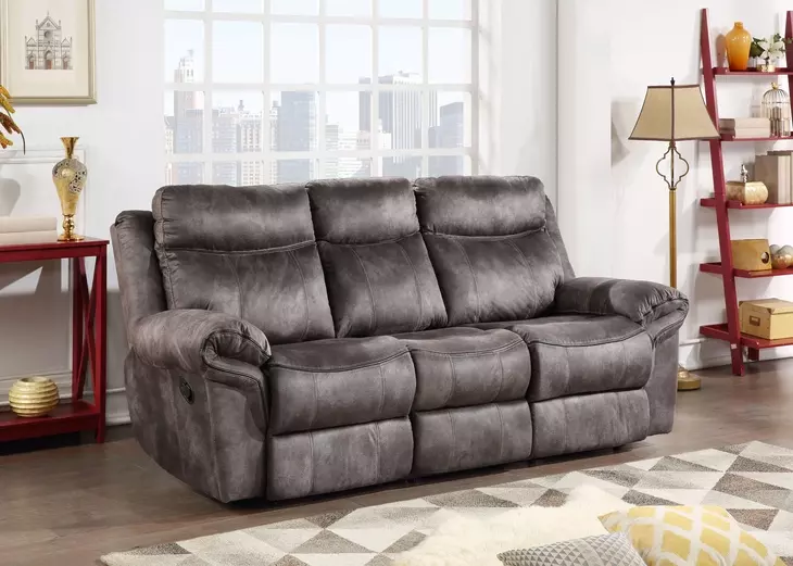 Nashville Gray Manual Reclining 88" Sofa with Drop-Down Console and USB Charging