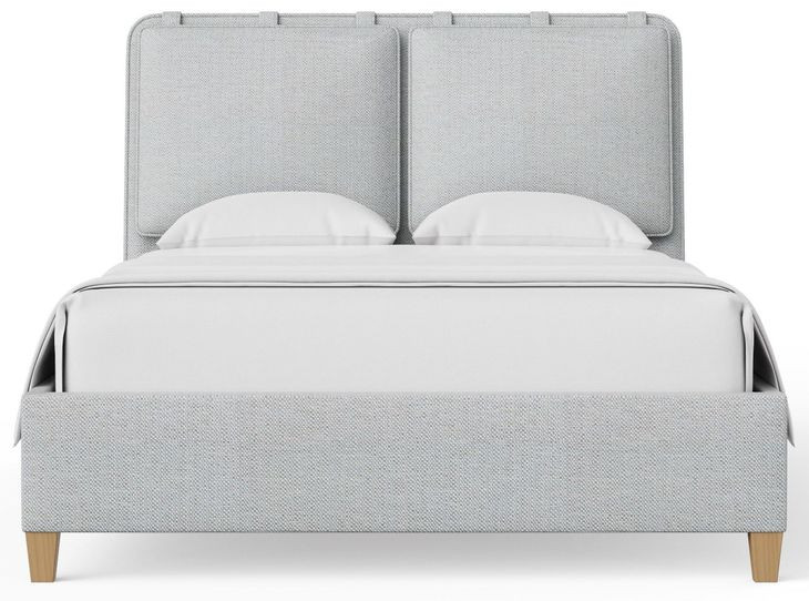Pure Maple Syrup and Blue Mist Performance Fabric King Upholstered Panel Bed