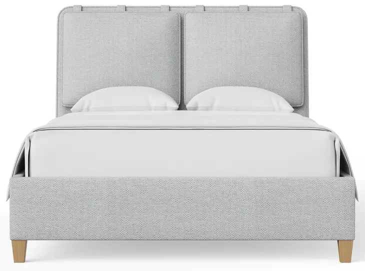 Pure Maple Syrup and Blue Mist Performance Fabric Queen Upholstered Panel Bed