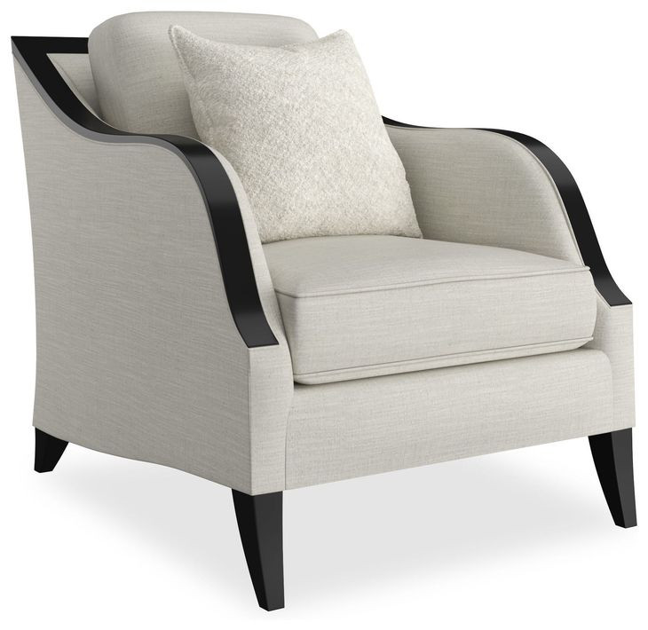 Pitch Perfect White Upholstered Accent Chair with Pillow