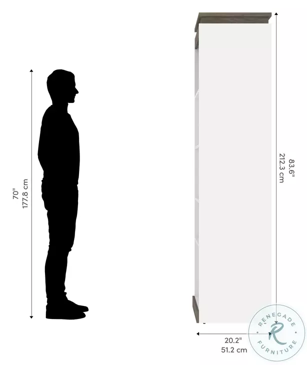 Orion White And Walnut Grey 20" Narrow Shelving Unit