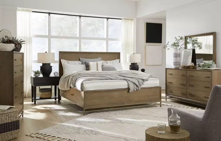 Lindon Belgian Wheat and Coffee Bean Queen Storage Panel Bed