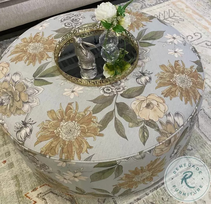 Celadon Flora Powder Cocktail Ottoman