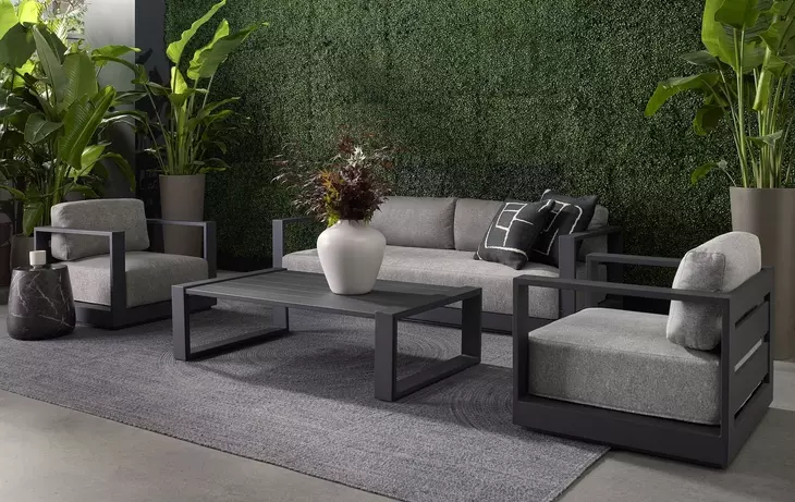 Ornelle Lanikai Salt and Pepper 89" Performance Fabric Outdoor Sofa