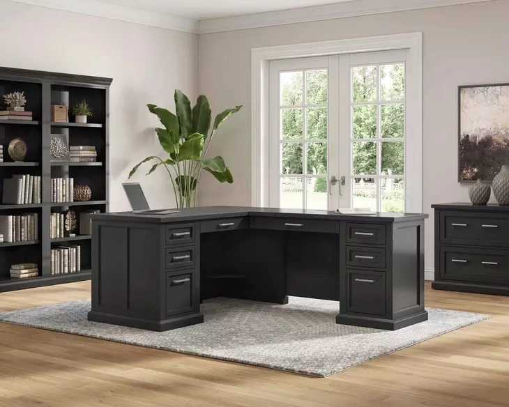 Abby Black Pedestal L Shape Desk