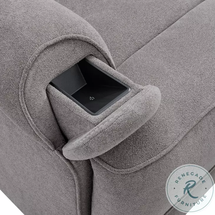 Abby Slate Triple Power Glider Recliner with USB Port
