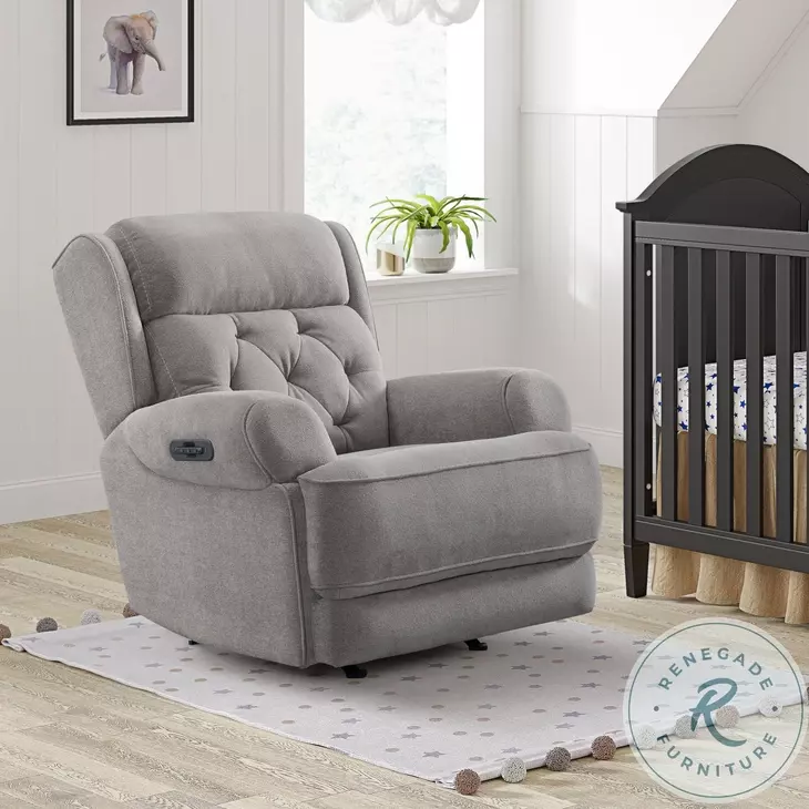 Abby Slate Triple Power Glider Recliner with USB Port