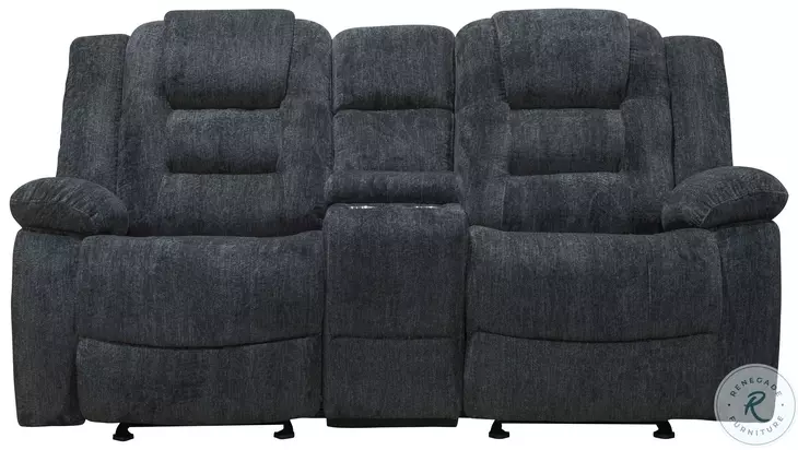 Emberton Misty Storm Performance Fabric 75" Reclining Console Loveseat
