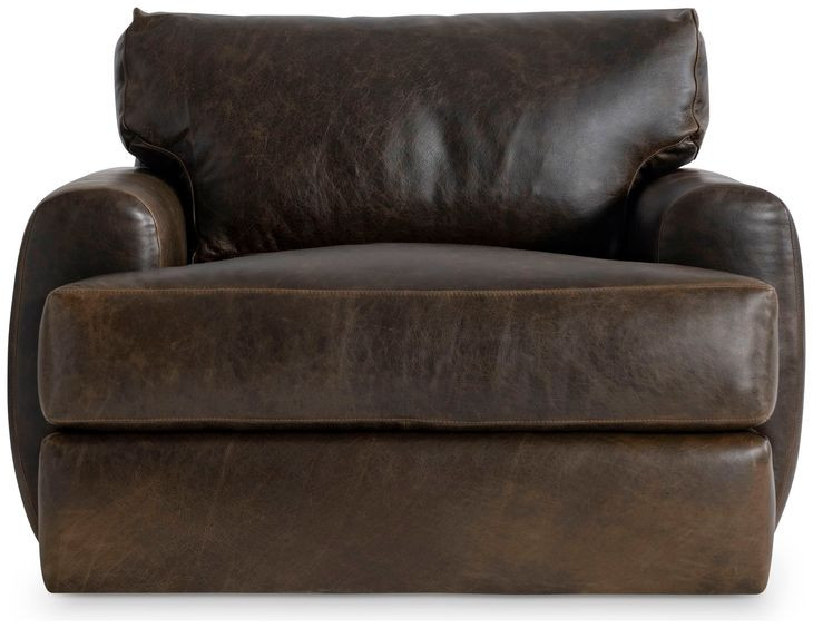 Cameron Brown Leather Upholstered Swivel Chair