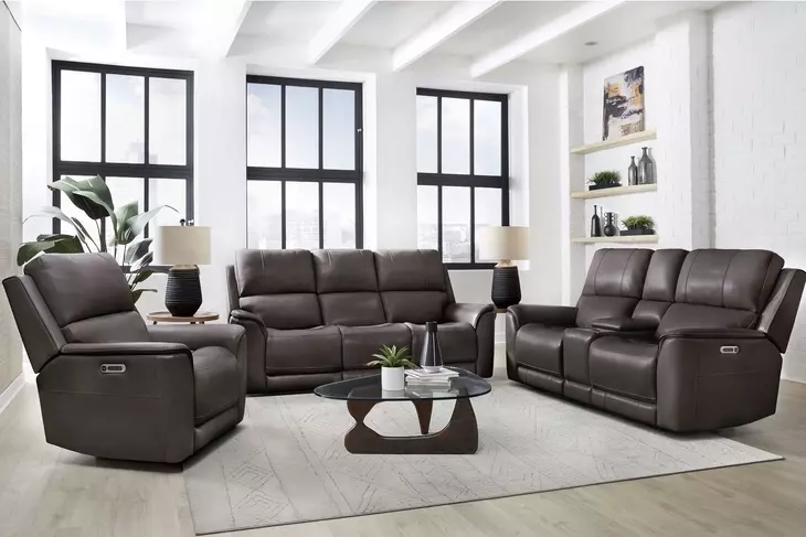 Eldridge Steamboat Brown Leather 86" Zero Gravity Power Reclining Sofa with USB Charging