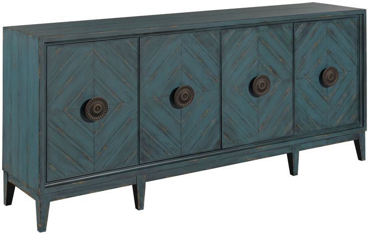Hidden Treasures Blue 80" Console with 4 Doors