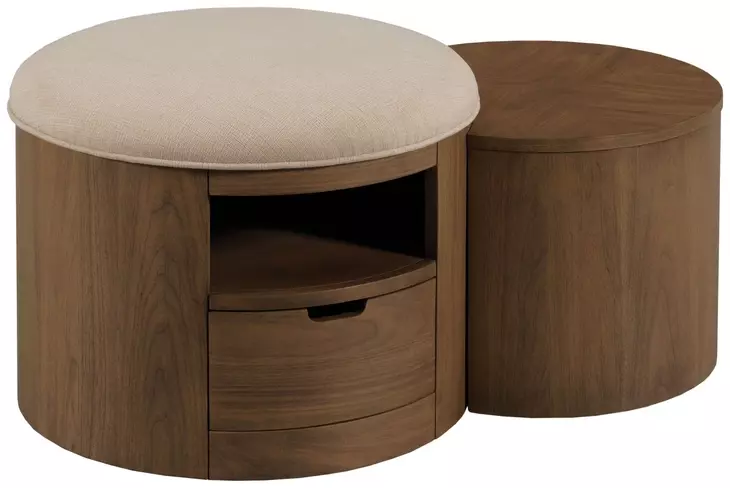 Hidden Treasures Duo Medium Stain Round Ottoman Table