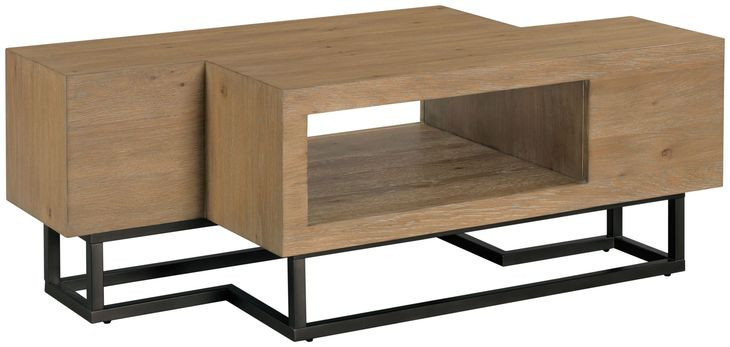 Hidden Treasures Light Stain and Black Free Form Coffee Table
