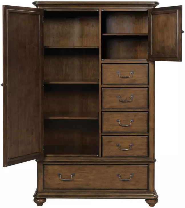 Commonwealth Medium Stain Upholstered Panel Bedroom Set