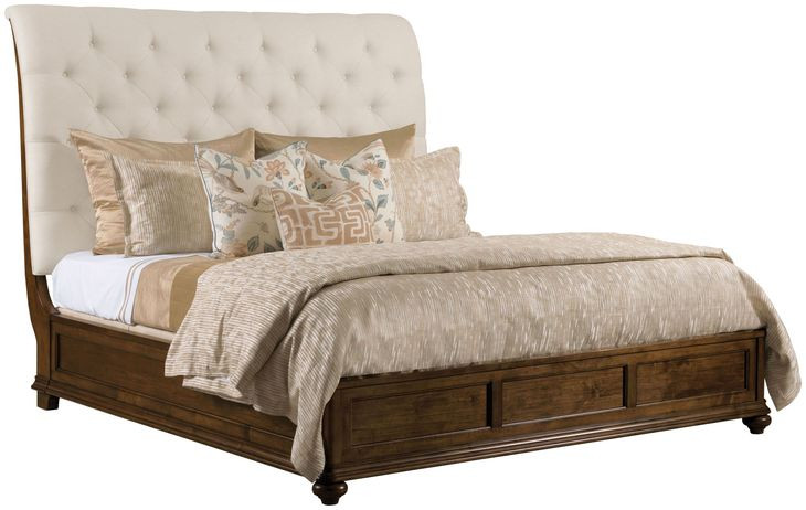 Commonwealth Medium Stain Upholstered Panel Bedroom Set