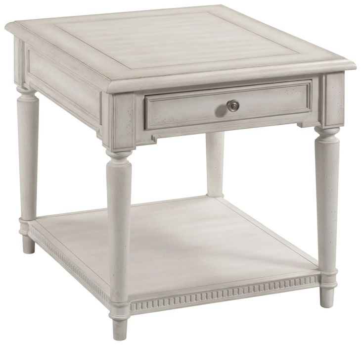 Terrace White Rectangular Drawer End Table
