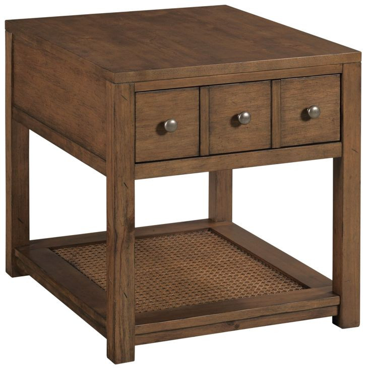 Foster Medium Stain Square Drawer End Table with 1 Shelf