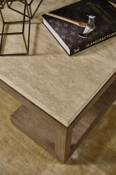 Nash Light Stain Rectangular Travertine Top Cocktail Table