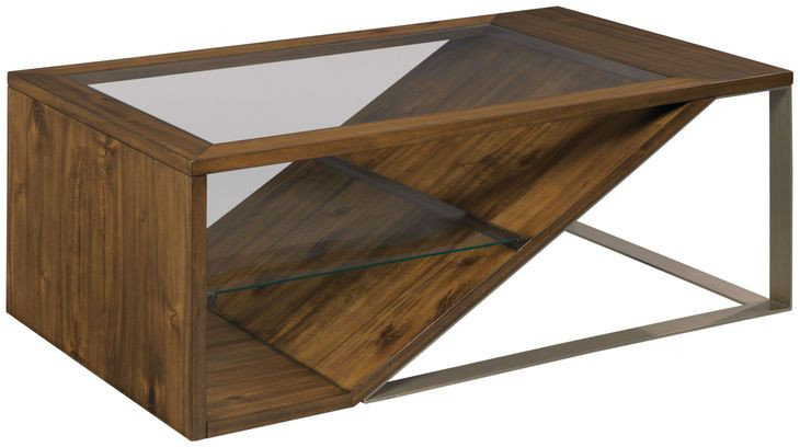 Editor Dark Stain Rectangular Glass Top Cocktail Table