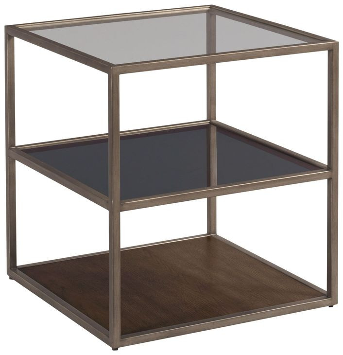 Cleo Brown Square Glass Top End Table