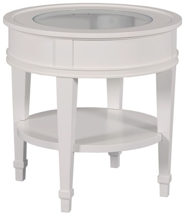 Structures White Round Glass Top End Table