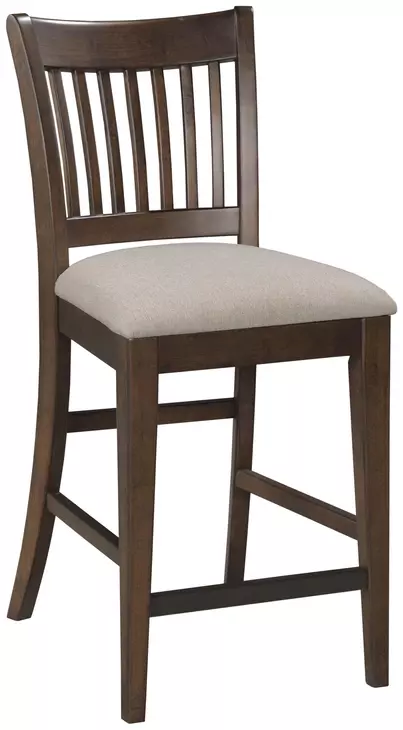 Kafe Mocha Performance Fabric Rake Back Counter Height Dining Chair