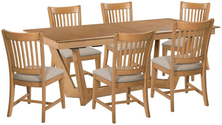 Kafe Cappuccino 80" Rectangular Trestle Extendable Dining Room Set