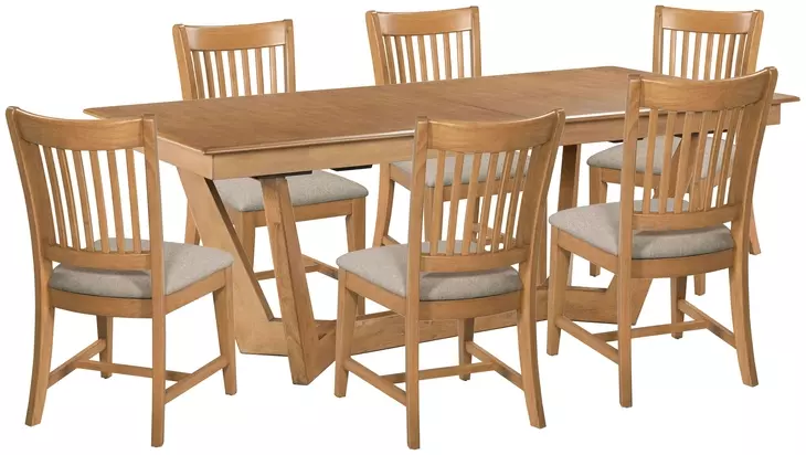 Kafe Cappuccino 80" Rectangular Trestle Extendable Dining Room Set