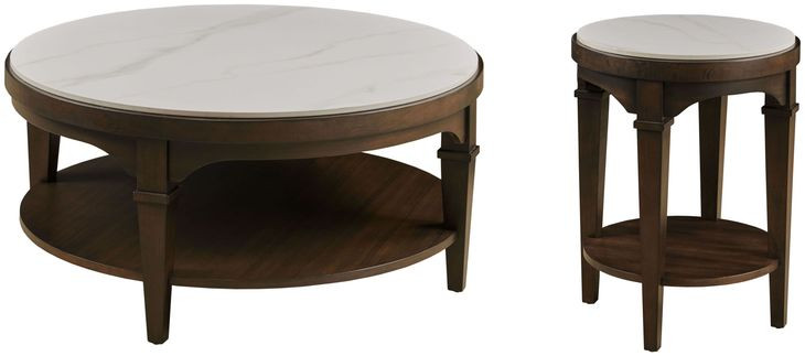 Giselle Sable And Nickel Faux Stone Top Occasional Table Set