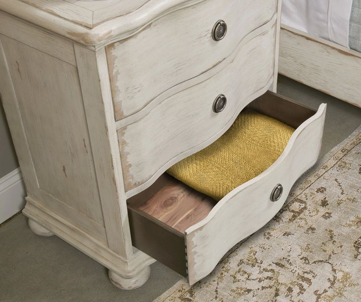 Helene Creme Breve 3 Drawer Nightstand with USB Charging