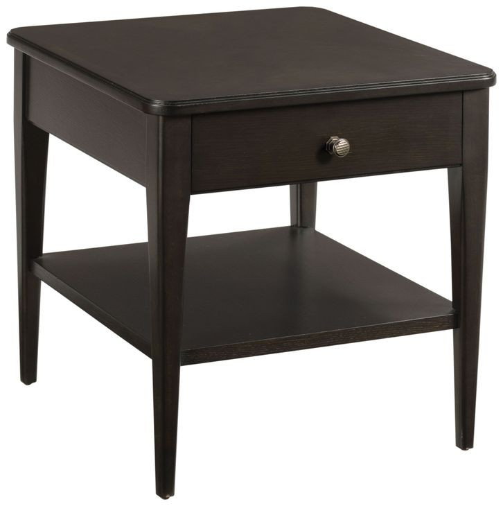 Venue Black Rectangular End Table with 1 Drawer