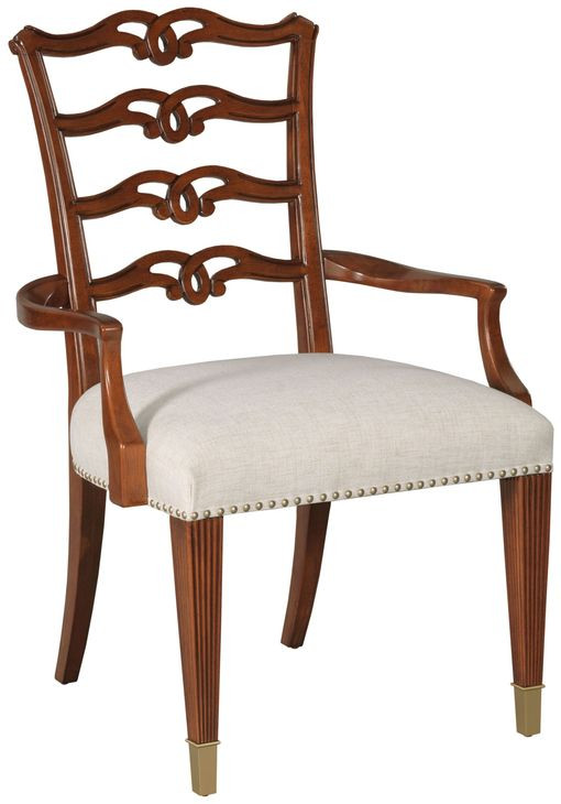 Bartley Cream Upholstered Arm Chair with Nailhead Trim