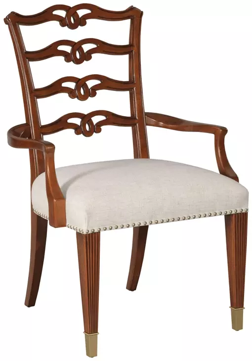 Bartley Cream Upholstered Arm Chair with Nailhead Trim from