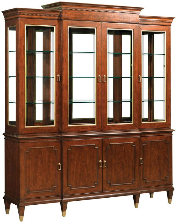 Andover Medium Stain Breakfront China Cabinet with LED