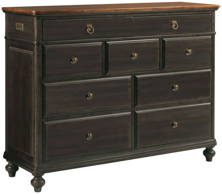 Harrison Bridgetown Black and Heritage Maple 9 Drawer Bureau
