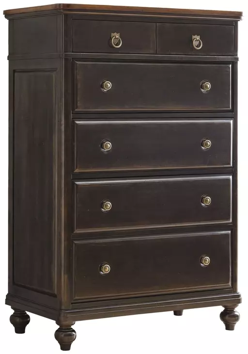 Harrison Bridgetown Black and Heritage Maple 6 Drawer Chest