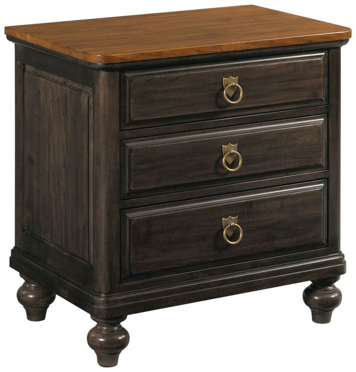 Harrison Bridgetown Black and Heritage Maple 3 Drawer Nightstand with LED