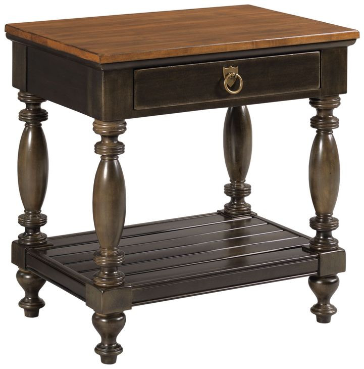 Warren Bridgetown Black and Heritage Maple Bedside Table with 1 Drawer