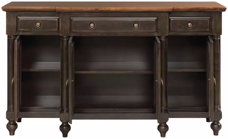 Bromefield Bridgetown Black and Heritage Maple Oval Extendable Dining Room Set