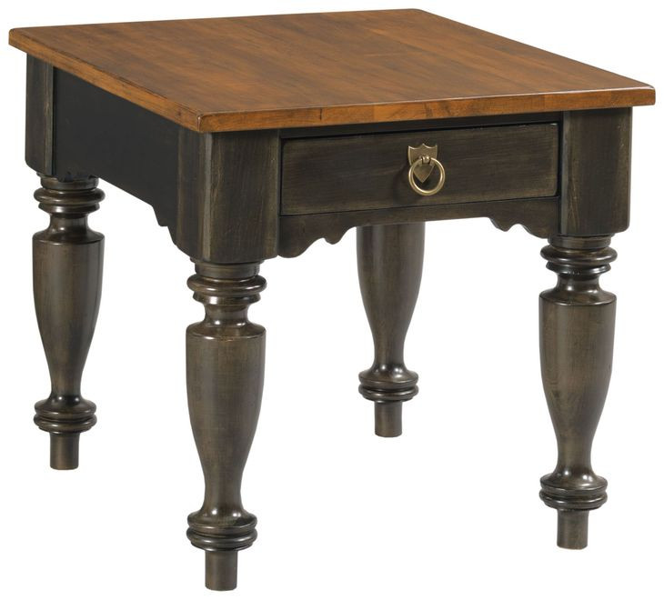 Kitridge Bridgetown Black and Heritage Maple Square End Table with 1 Drawer