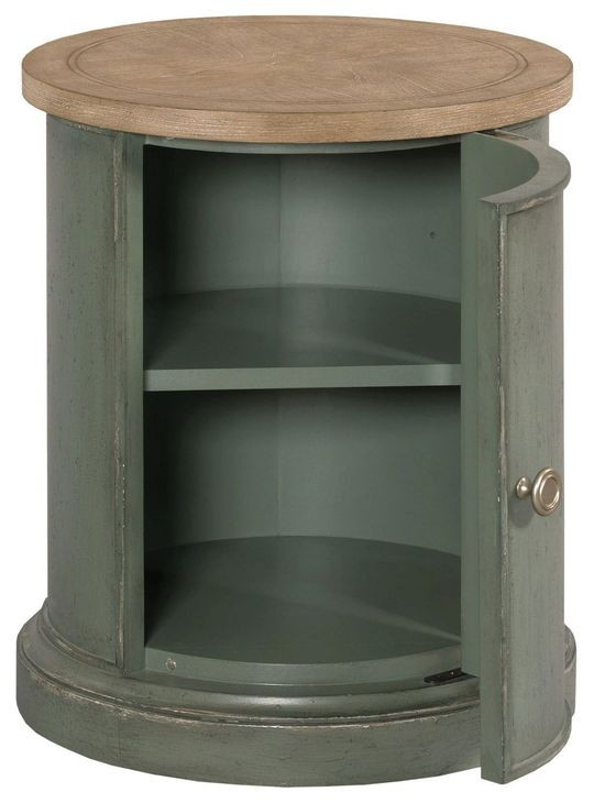 Chastain Green and Brown Round Accent Table