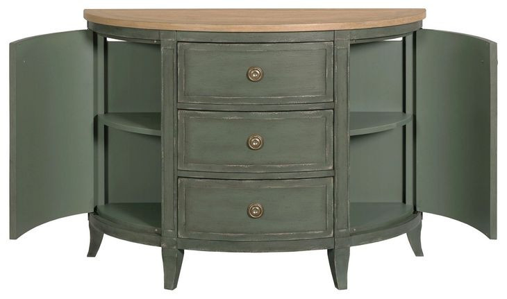 Chastain Green and Brown 3 Drawer Demilune Accent Chest
